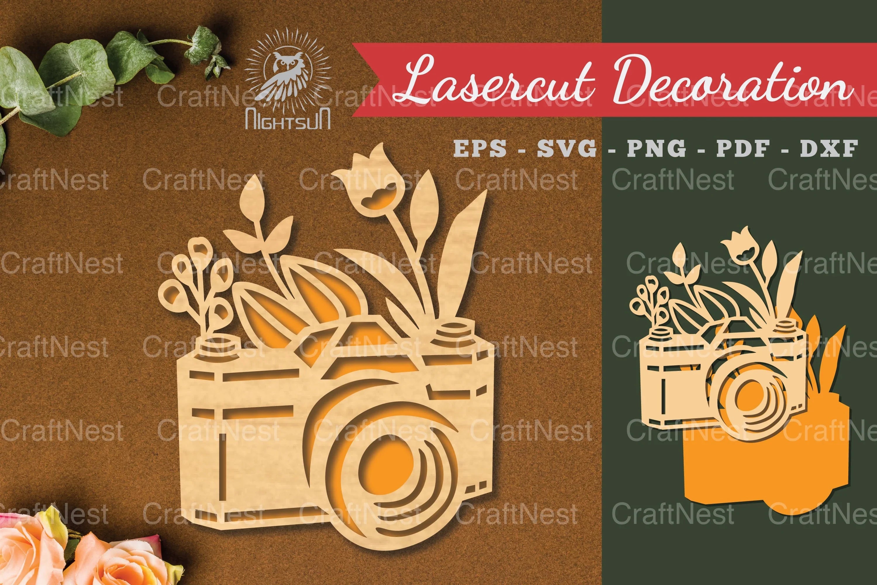 Flowers Camera Laser Cut Decoration Clipart Bundle - CraftNest - Digital Crafting and Art