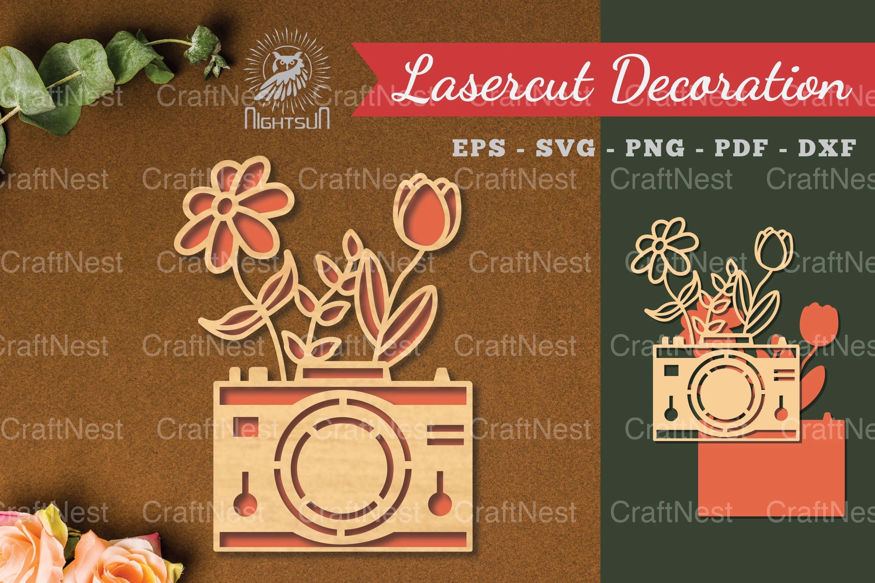 Flowers Camera Laser Cut Decoration Clipart Bundle - CraftNest - Digital Crafting and Art