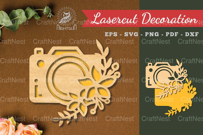 Flowers Camera Laser Cut Decoration Clipart Bundle - CraftNest - Digital Crafting and Art