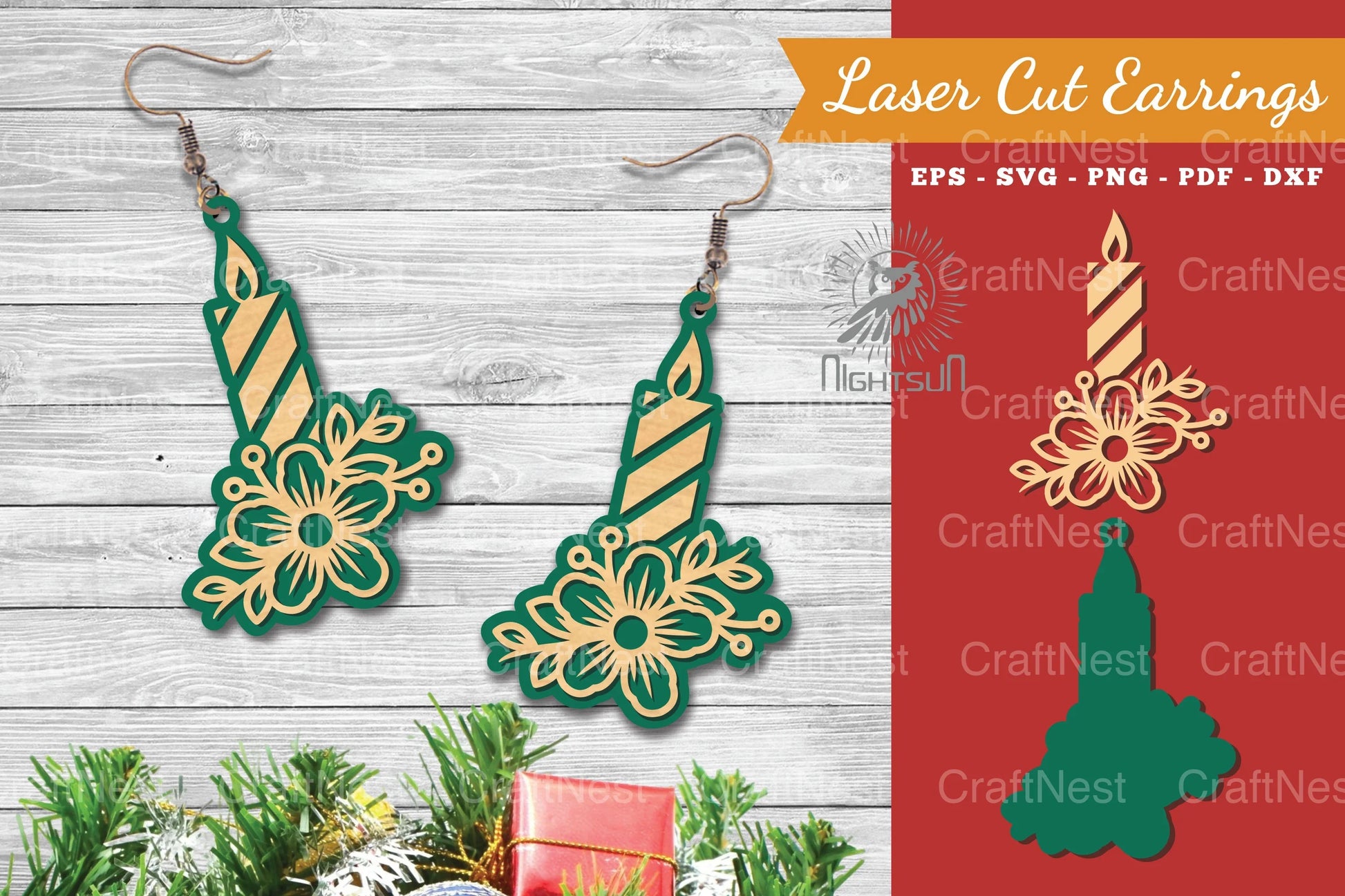 Floral Candle Laser Cut Earrings Design Bundle - CraftNest - Digital Crafting and Art