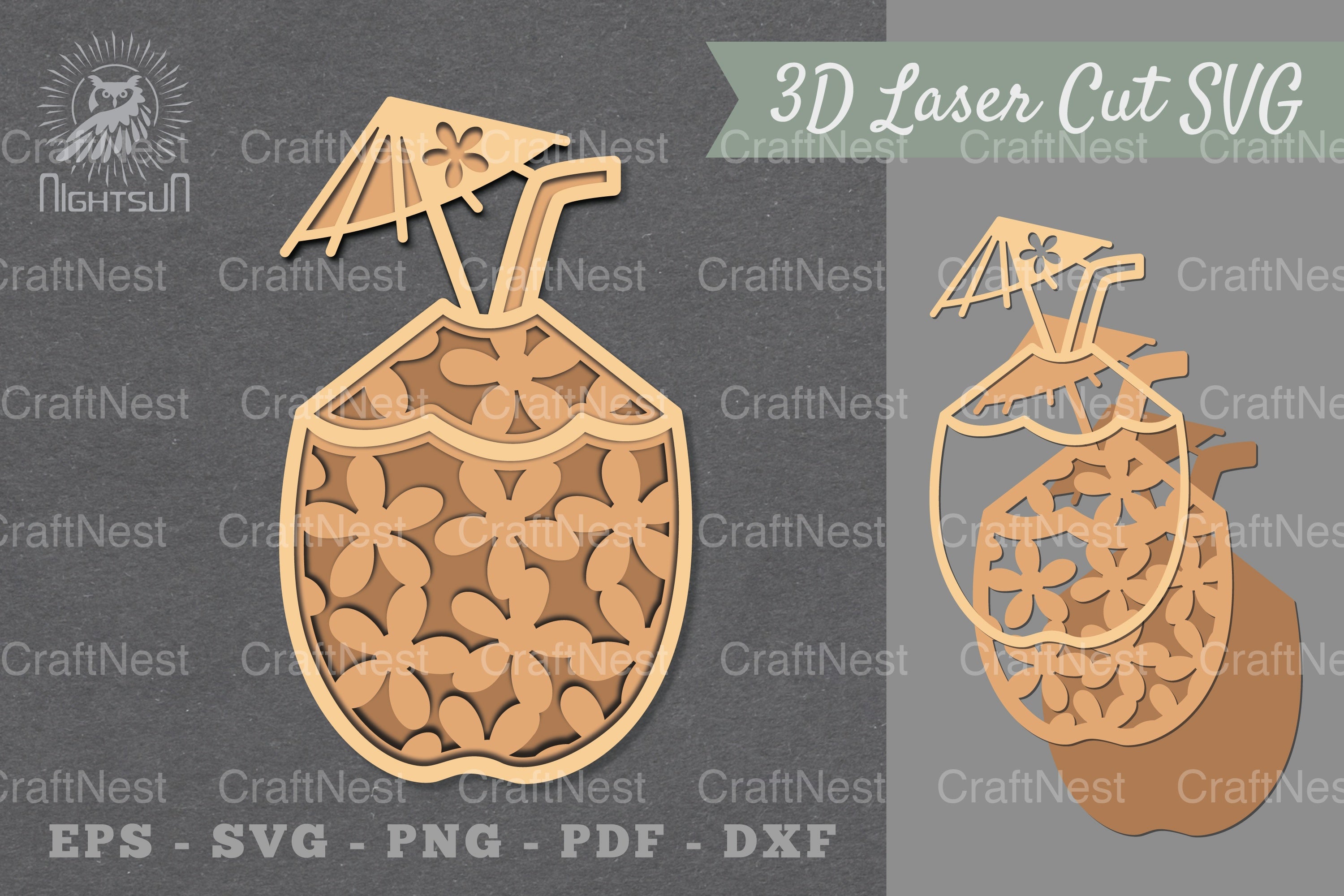Coconut Drink Lasercut Decoration SVG Bundle - CraftNest - Digital Crafting and Art