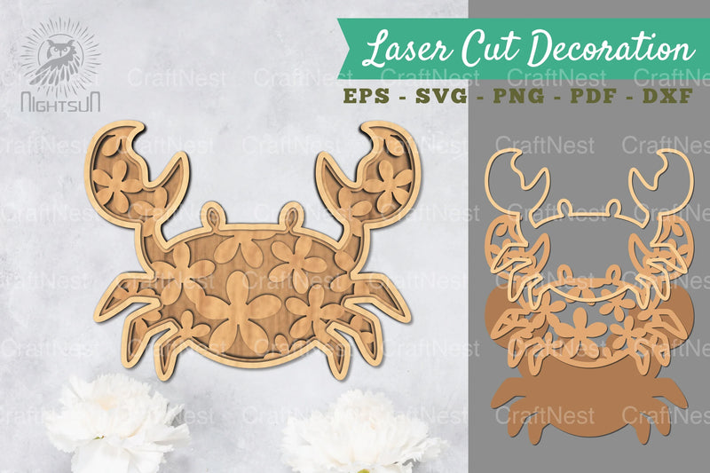 Flowers Crab 3D Lasercut Decoration Clipart Bundle - CraftNest - Digital Crafting and Art