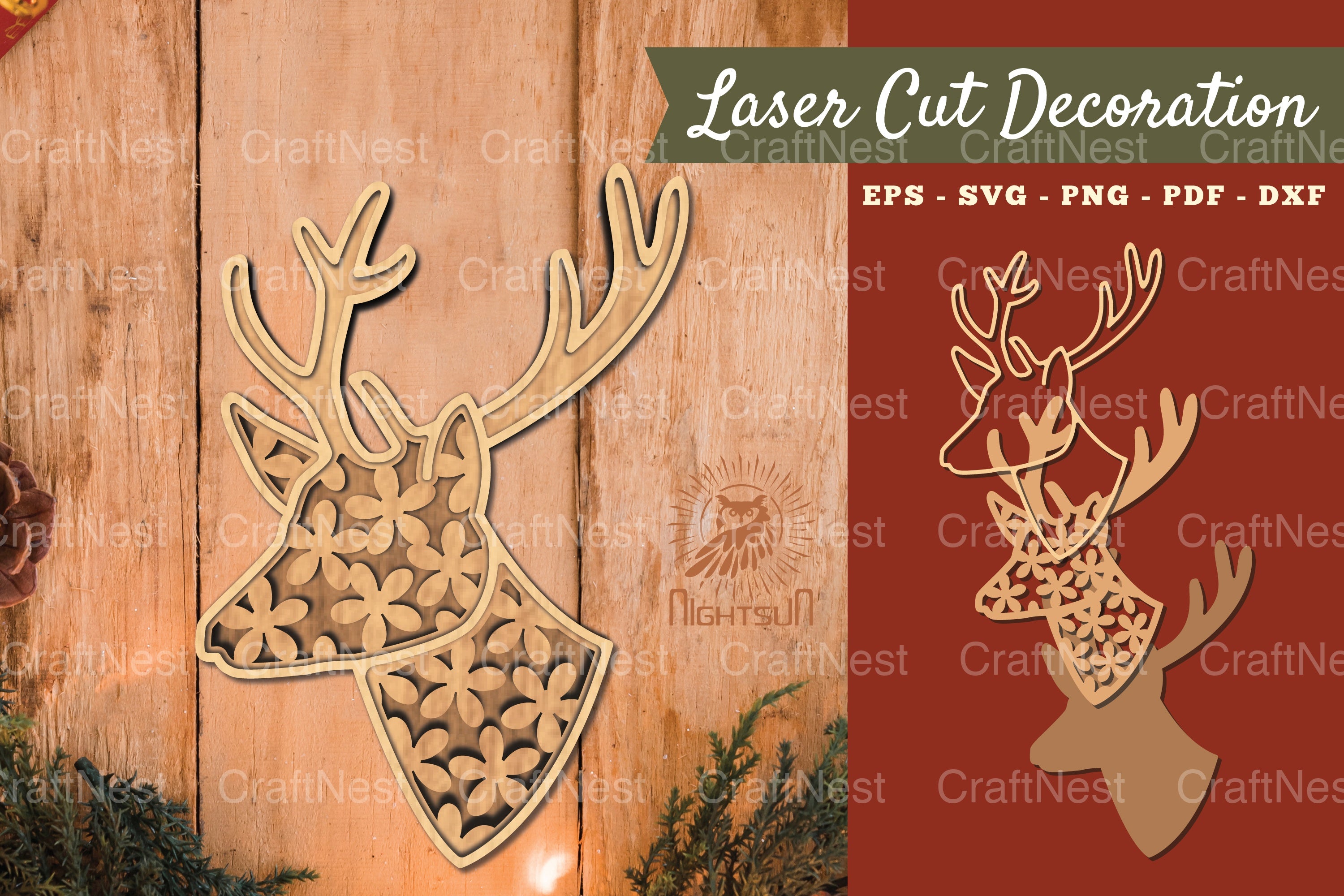 3D Deer Flowers Lasercut Decoration Clipart Bundle - CraftNest - Digital Crafting and Art