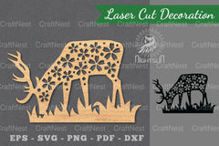 Flowers Deer Lasercut Decoration Bundle - CraftNest - Digital Crafting and Art