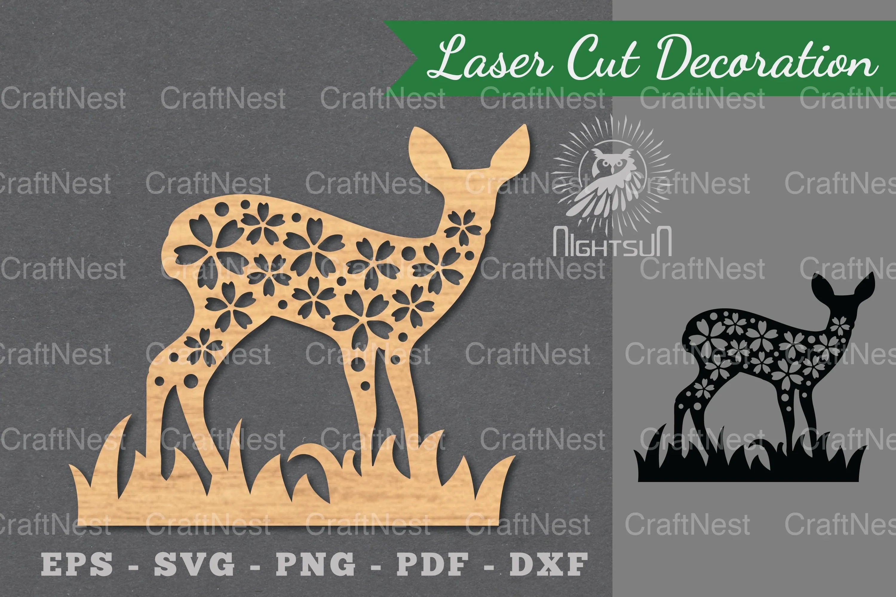 Flowers Deer Laser Cut Decoration Bundle - CraftNest - Digital Crafting and Art