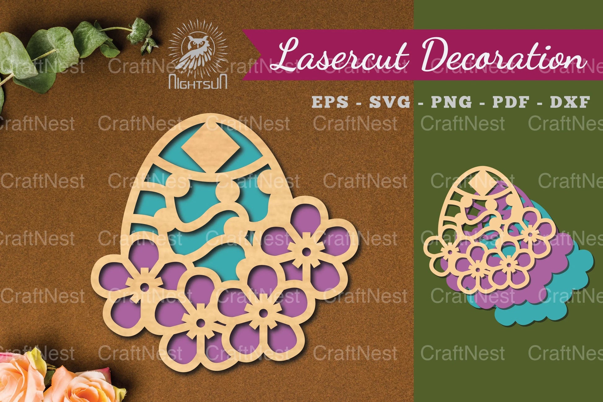 Laser Cut Flower Egg Decoration Clipart Bundle - CraftNest - Digital Crafting and Art