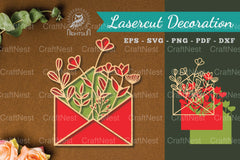 Laser Cut Flower Envelope Decoration Clipart Bundle - CraftNest - Digital Crafting and Art