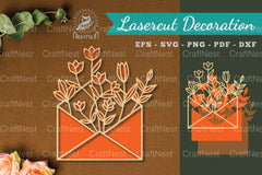 Laser Cut Flowers Envelope Decoration Clipart Bundle - CraftNest - Digital Crafting and Art