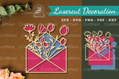 Laser Cut Flower Envelope Decoration Clipart Bundle - CraftNest - Digital Crafting and Art