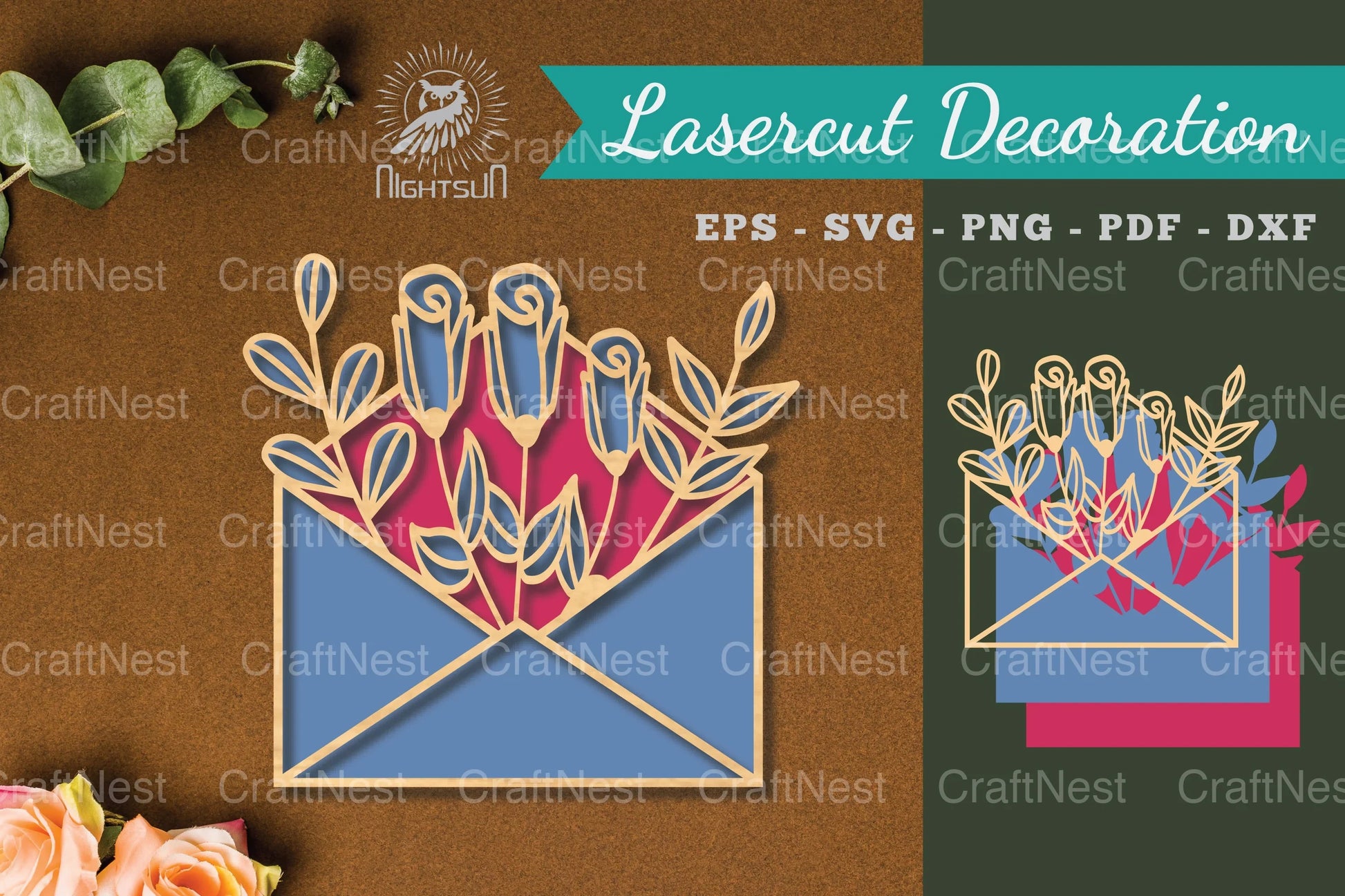 Laser Cut Flower Envelope Decoration Clipart Bundle - CraftNest - Digital Crafting and Art