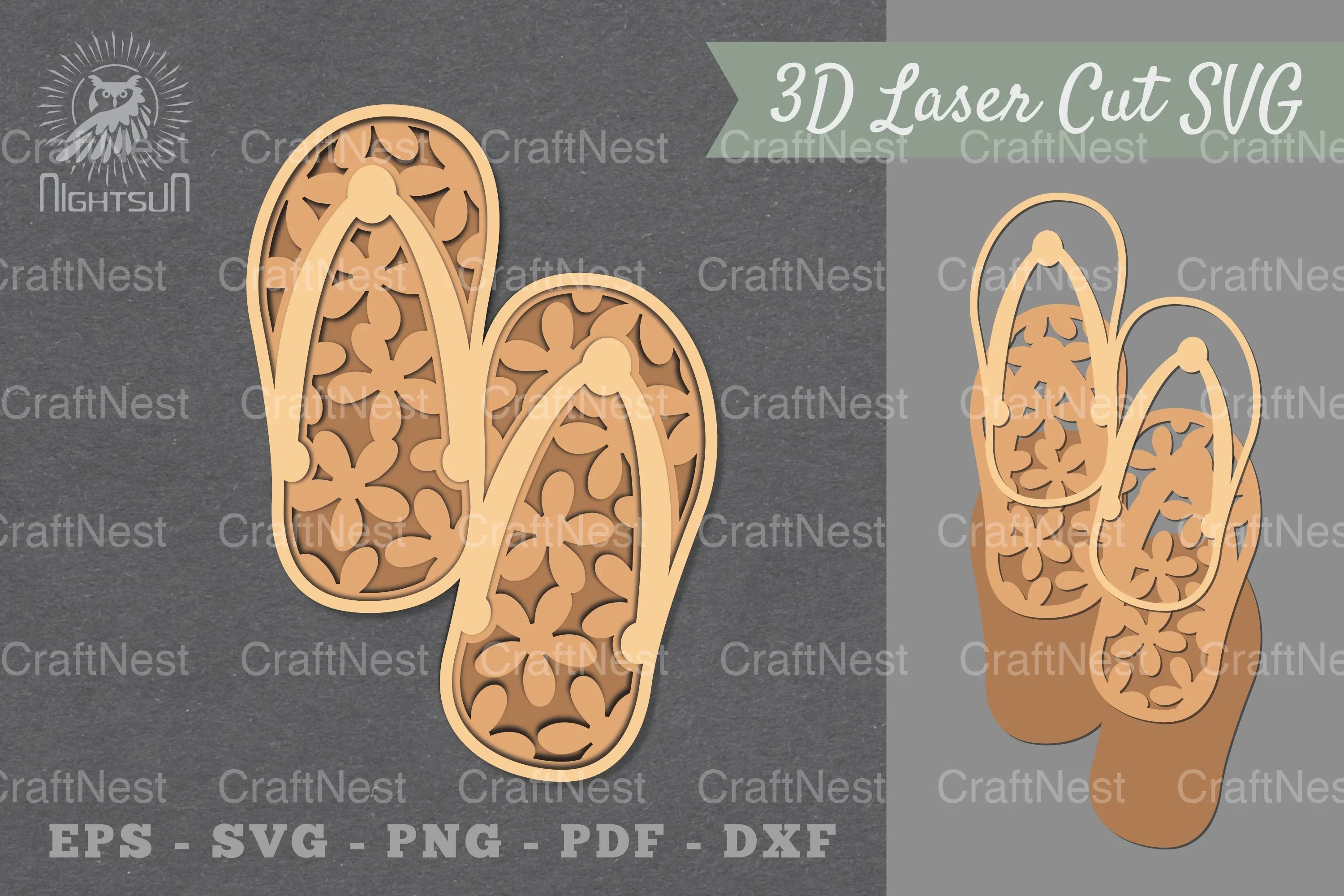 Flowers Flip Flop Lasercut Decoration Clipart Bundle - CraftNest - Digital Crafting and Art