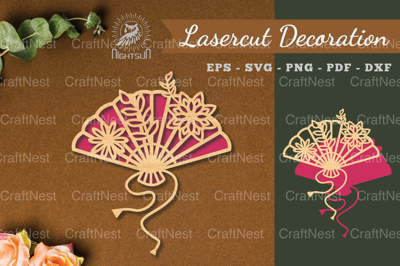 Laser Cut Flowers Hand Fan Decoration Clipart Bundle - CraftNest - Digital Crafting and Art