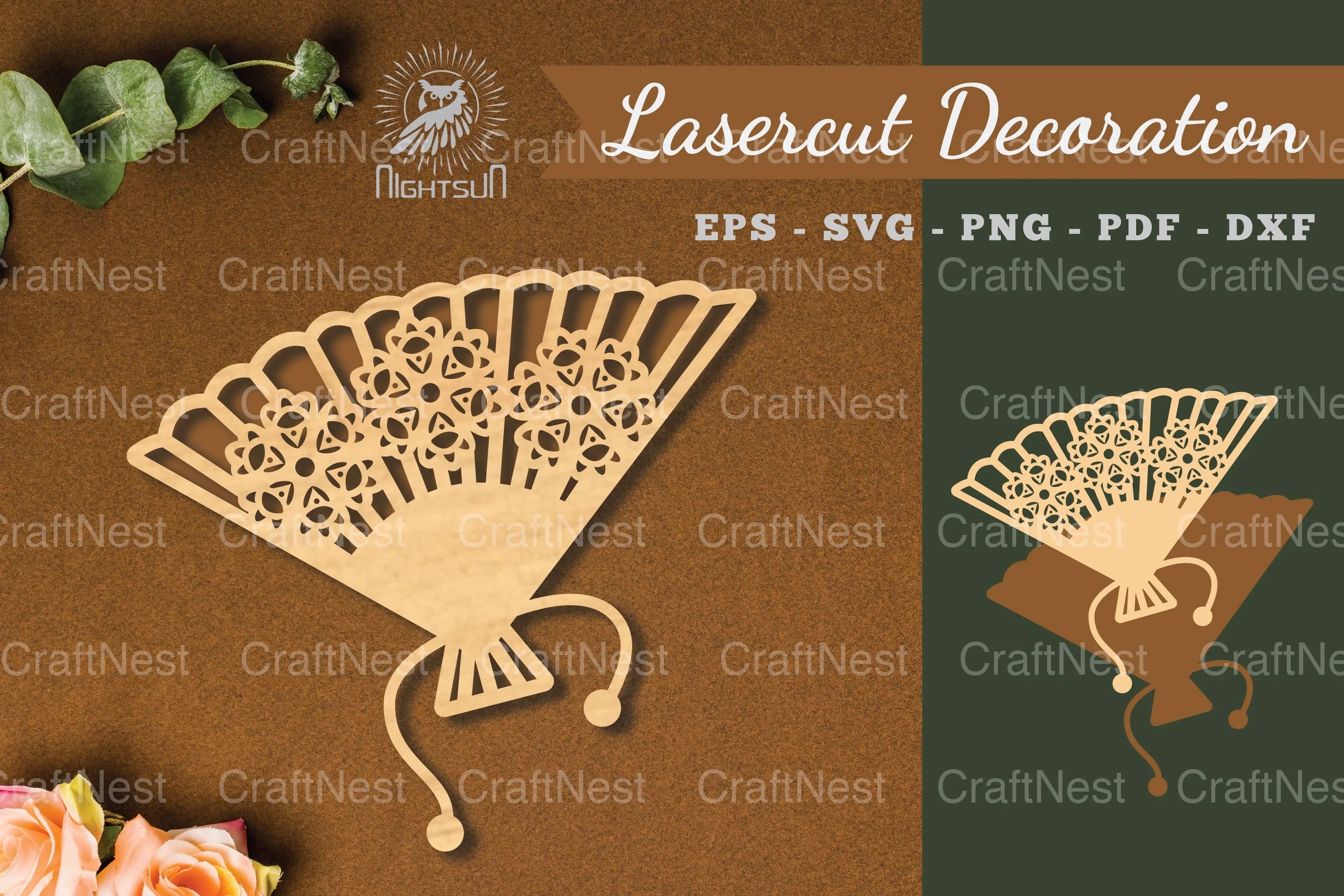 Laser Cut Flower Hand Fan Decoration Clipart Bundle - CraftNest - Digital Crafting and Art