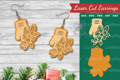 Hand Sock Laser Cut Flower Earrings - Jewelry Design Bundle - CraftNest - Digital Crafting and Art