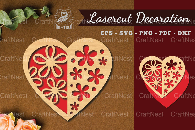 Flowers Heart Laser Cut Decoration Clipart Bundle - CraftNest - Digital Crafting and Art