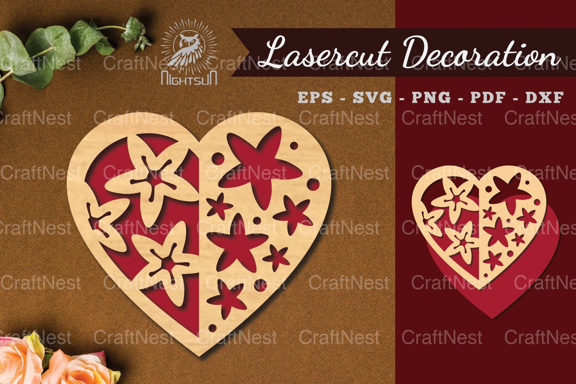 Heart Flowers Laser Cut Decoration Clipart Bundle - CraftNest - Digital Crafting and Art