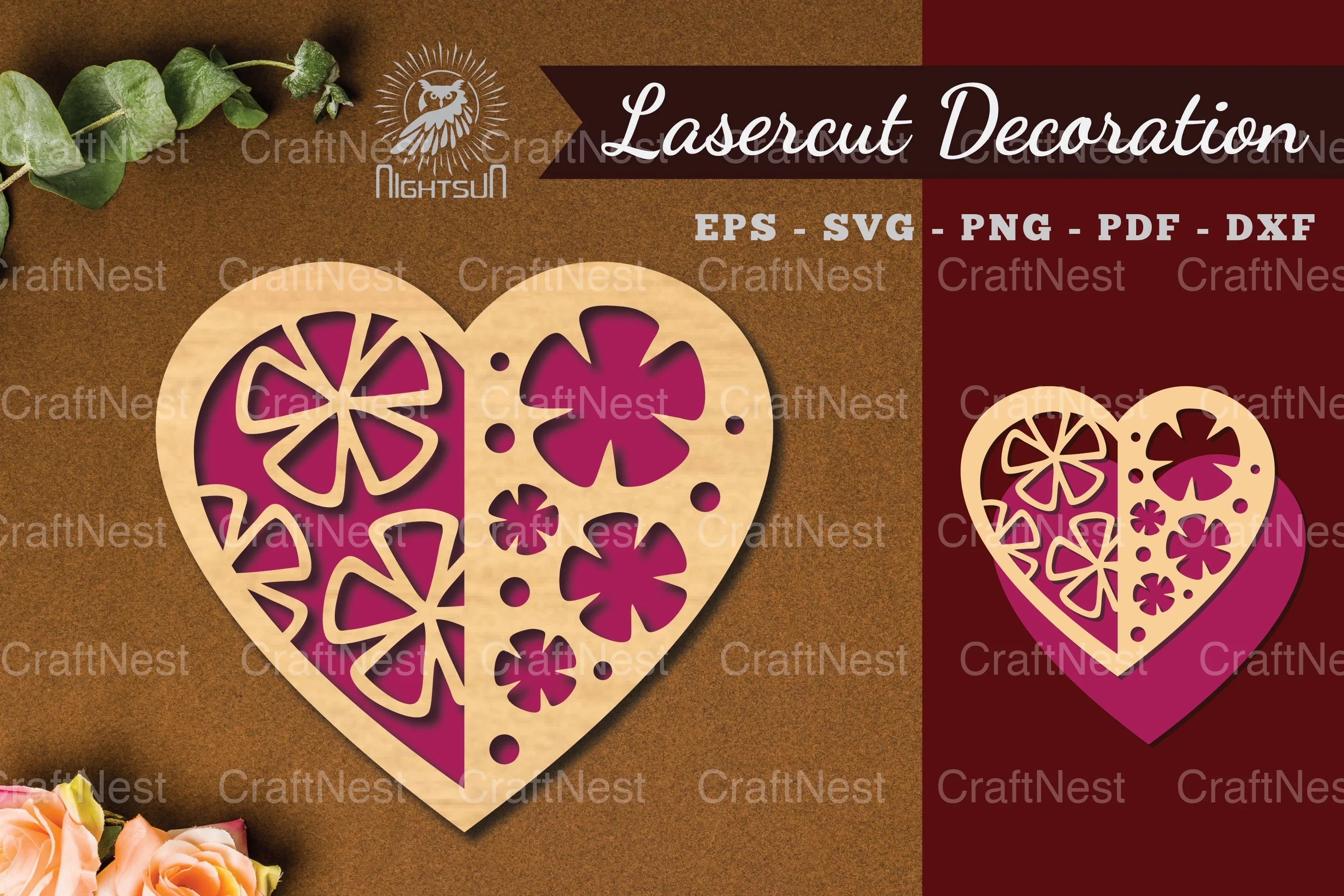 Flowers Heart Laser Cut Decoration Clipart Bundle - CraftNest - Digital Crafting and Art