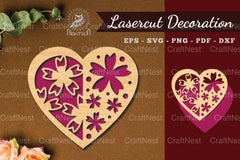 Flowers Heart Laser Cut Decoration Bundle - CraftNest - Digital Crafting and Art