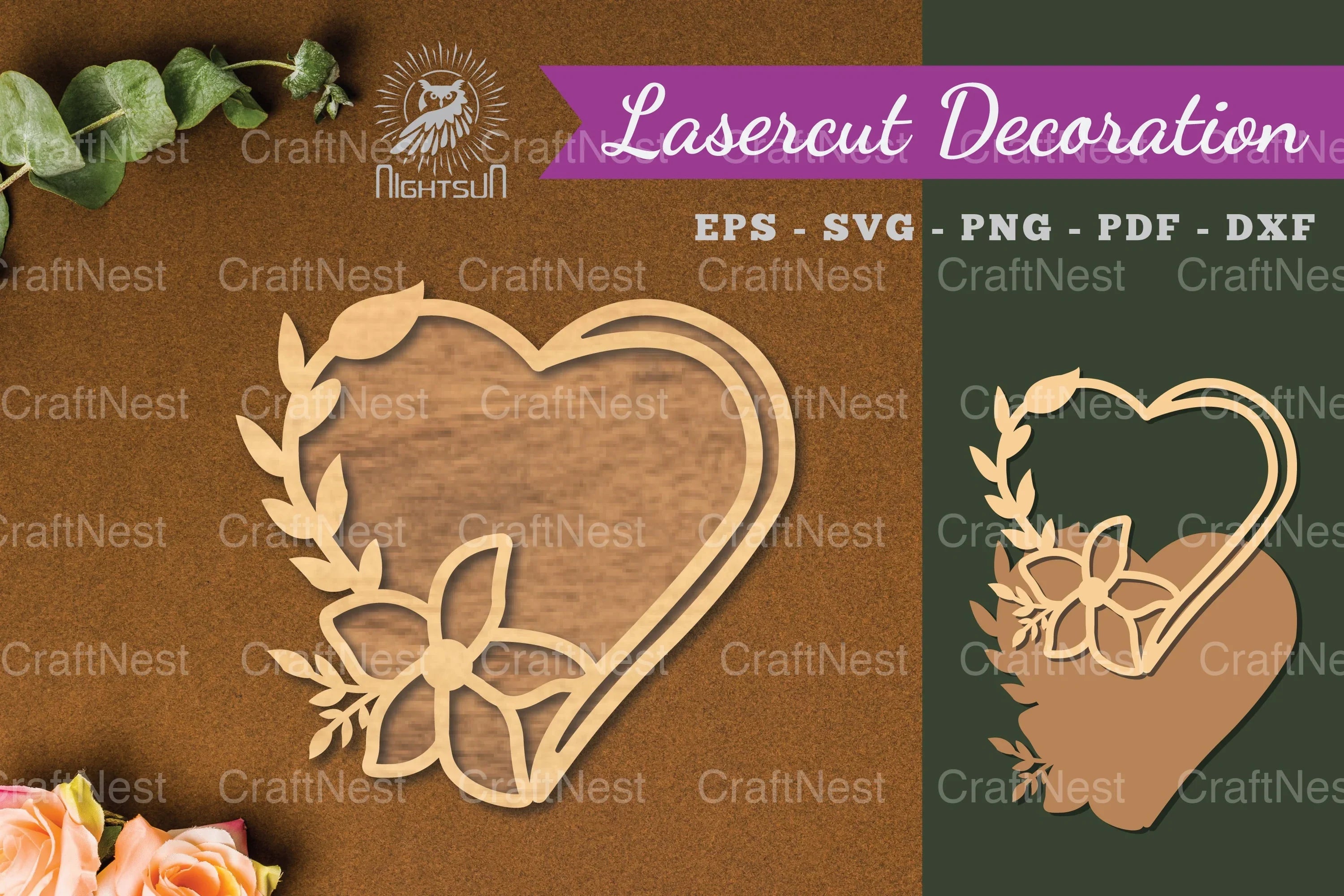 Flowers Heart Laser Cut Decoration Clipart Bundle - CraftNest - Digital Crafting and Art