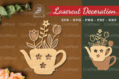 Floral Teapot Laser Cut Decoration Clipart Bundle - CraftNest - Digital Crafting and Art