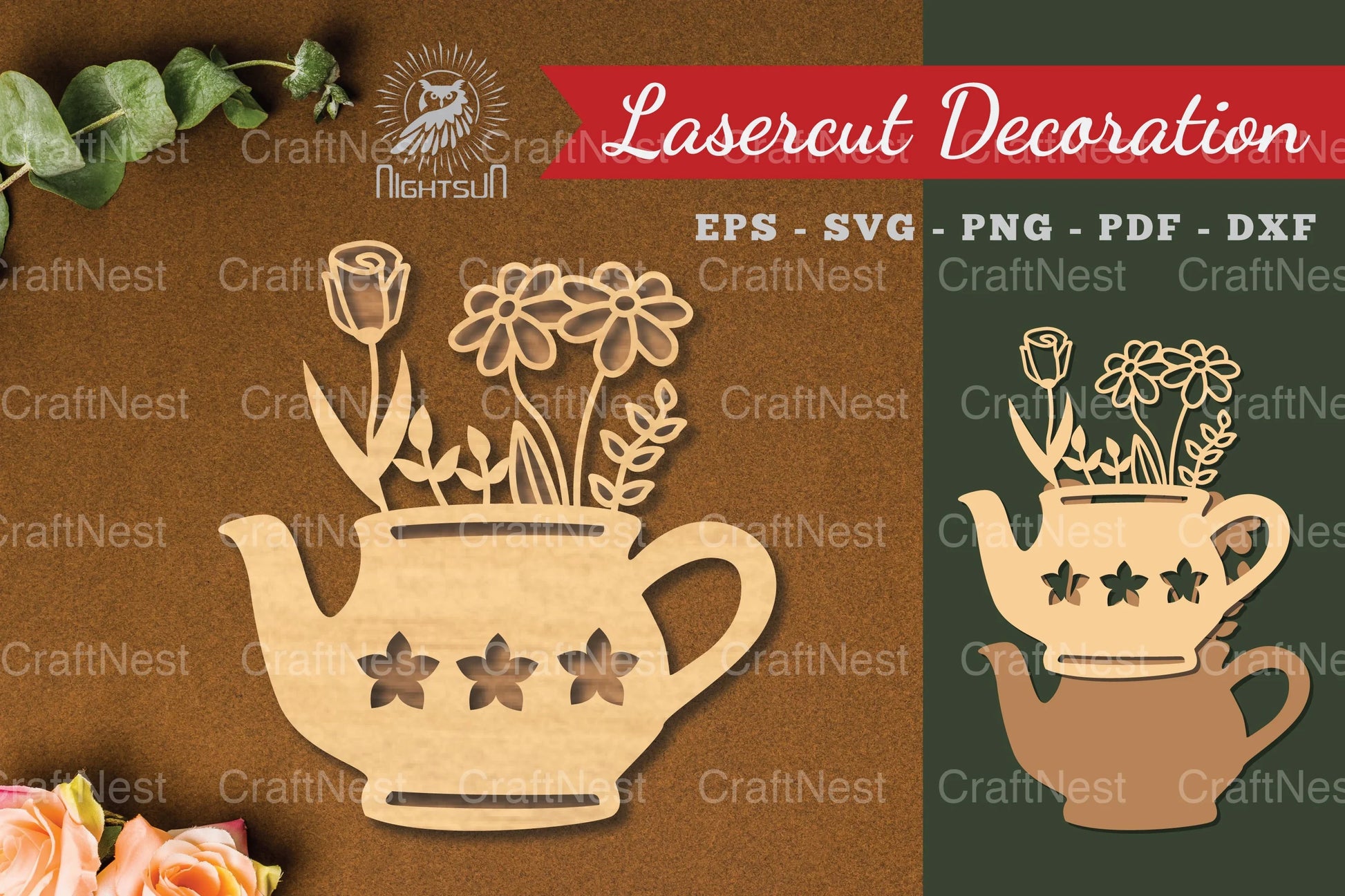 Teapot Flower Laser Cut Decoration Clipart Bundle - CraftNest - Digital Crafting and Art