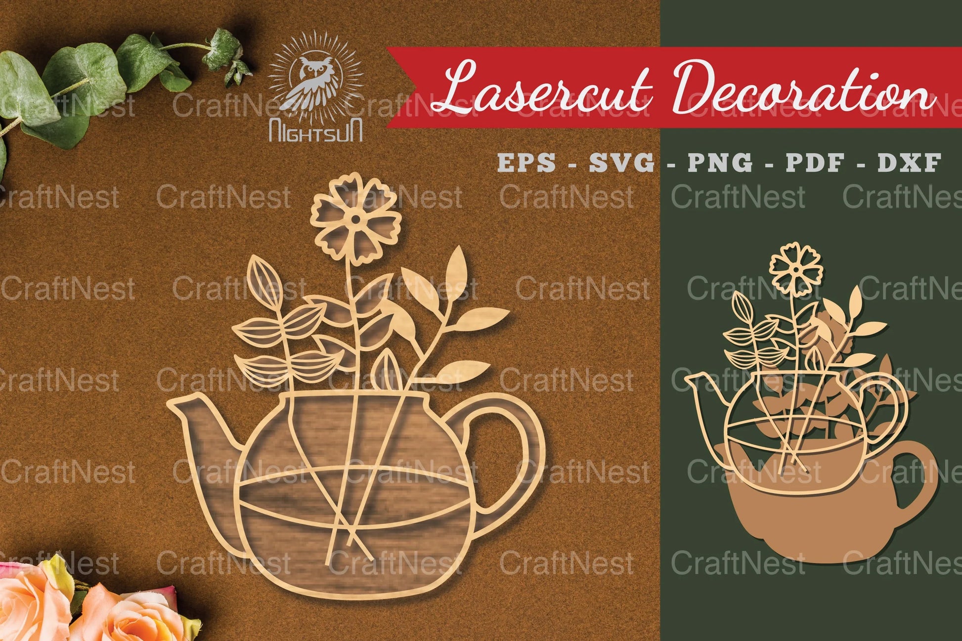 Teapot Flower Laser Cut Decoration Clipart Bundle - CraftNest - Digital Crafting and Art