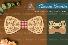Flowers Laser Cut Bowtie SVG Bundle - CraftNest - Digital Crafting and Art
