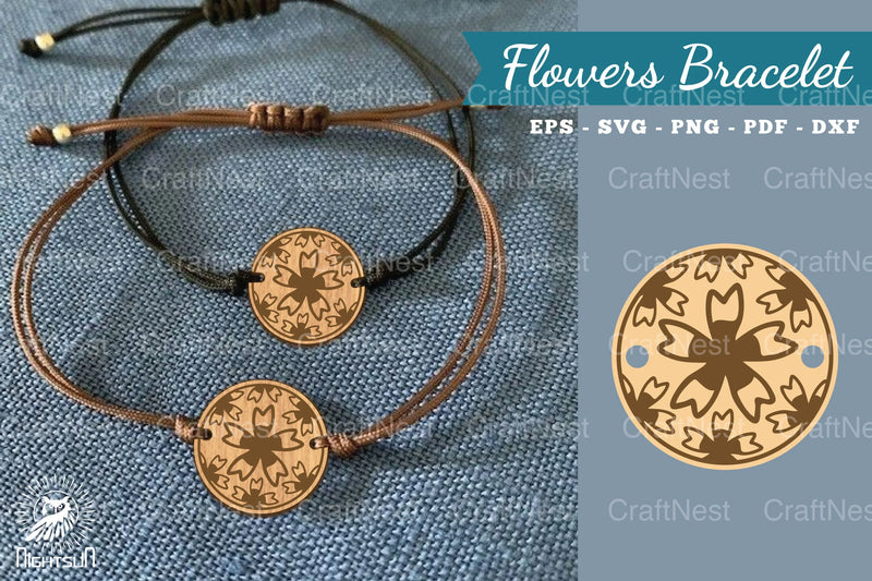 Flowers Laser Cut Bracelet SVG Design Bundle - CraftNest - Digital Crafting and Art