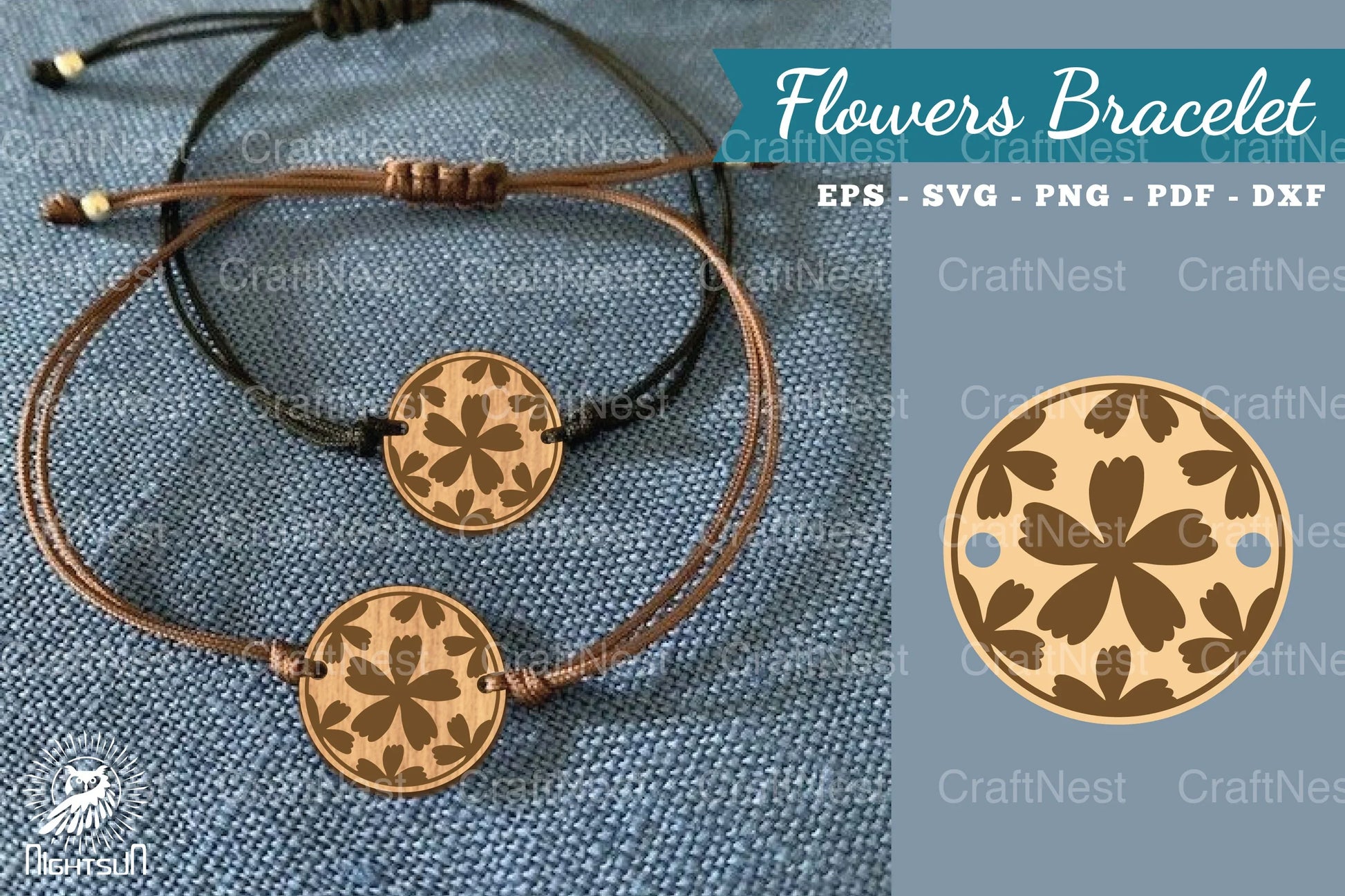 Flowers Laser Cut Bracelet SVG Design Bundle - CraftNest - Digital Crafting and Art