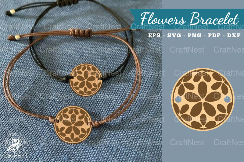 Laser Cut Flowers Bracelet SVG Bundle - CraftNest - Digital Crafting and Art