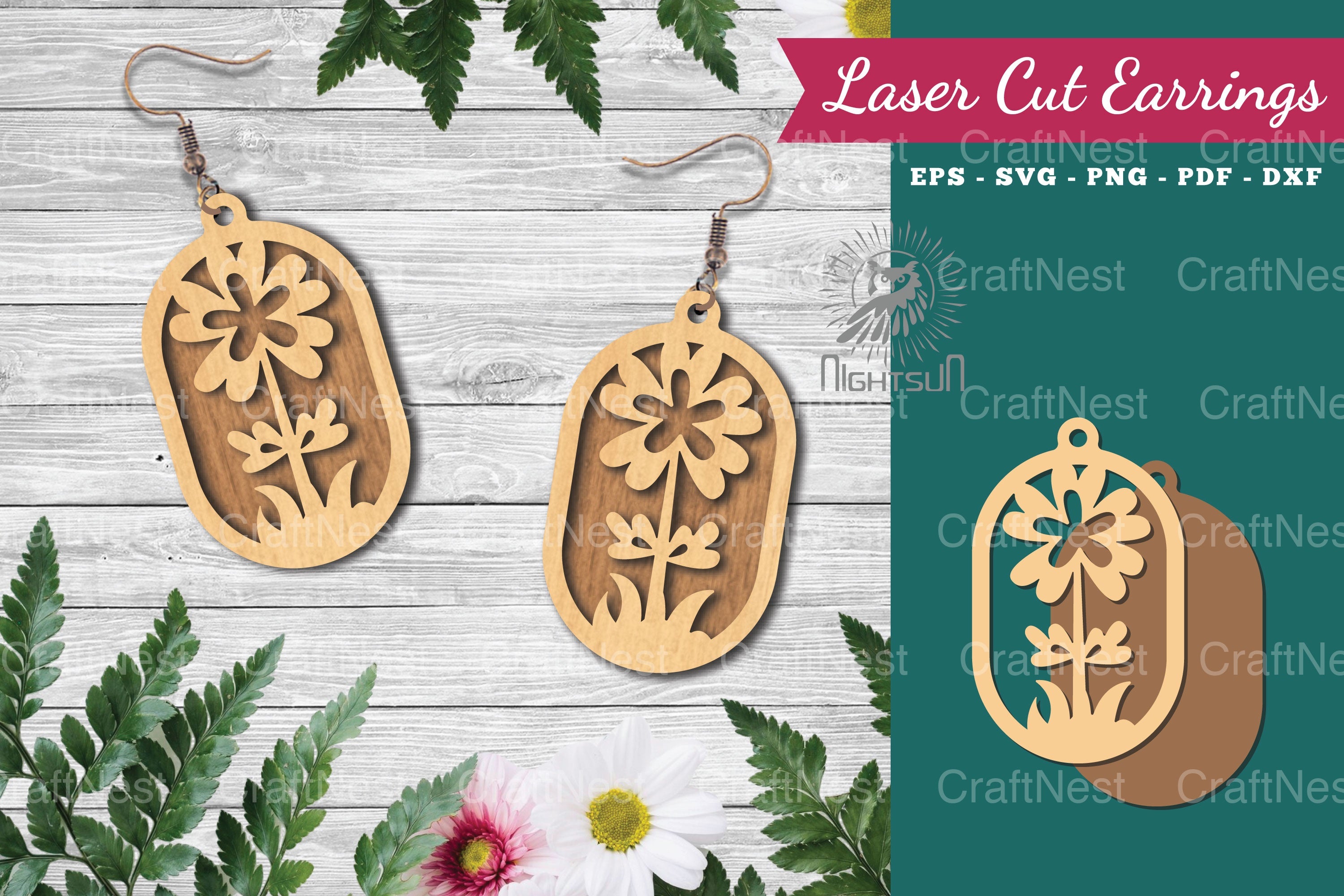 3738 Flowers Laser Cut Earrings Design Bundle - CraftNest - Digital Crafting and Art