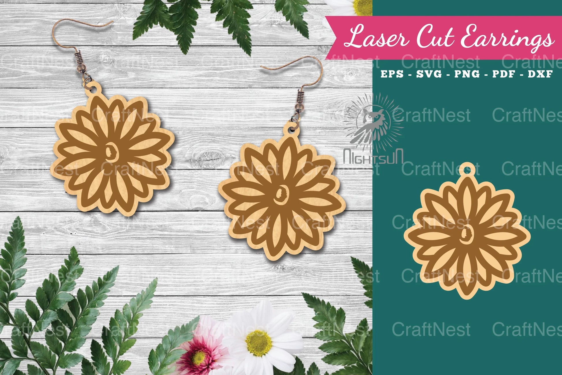 Flowers Laser Cut Earrings SVG Bundle - CraftNest - Digital Crafting and Art