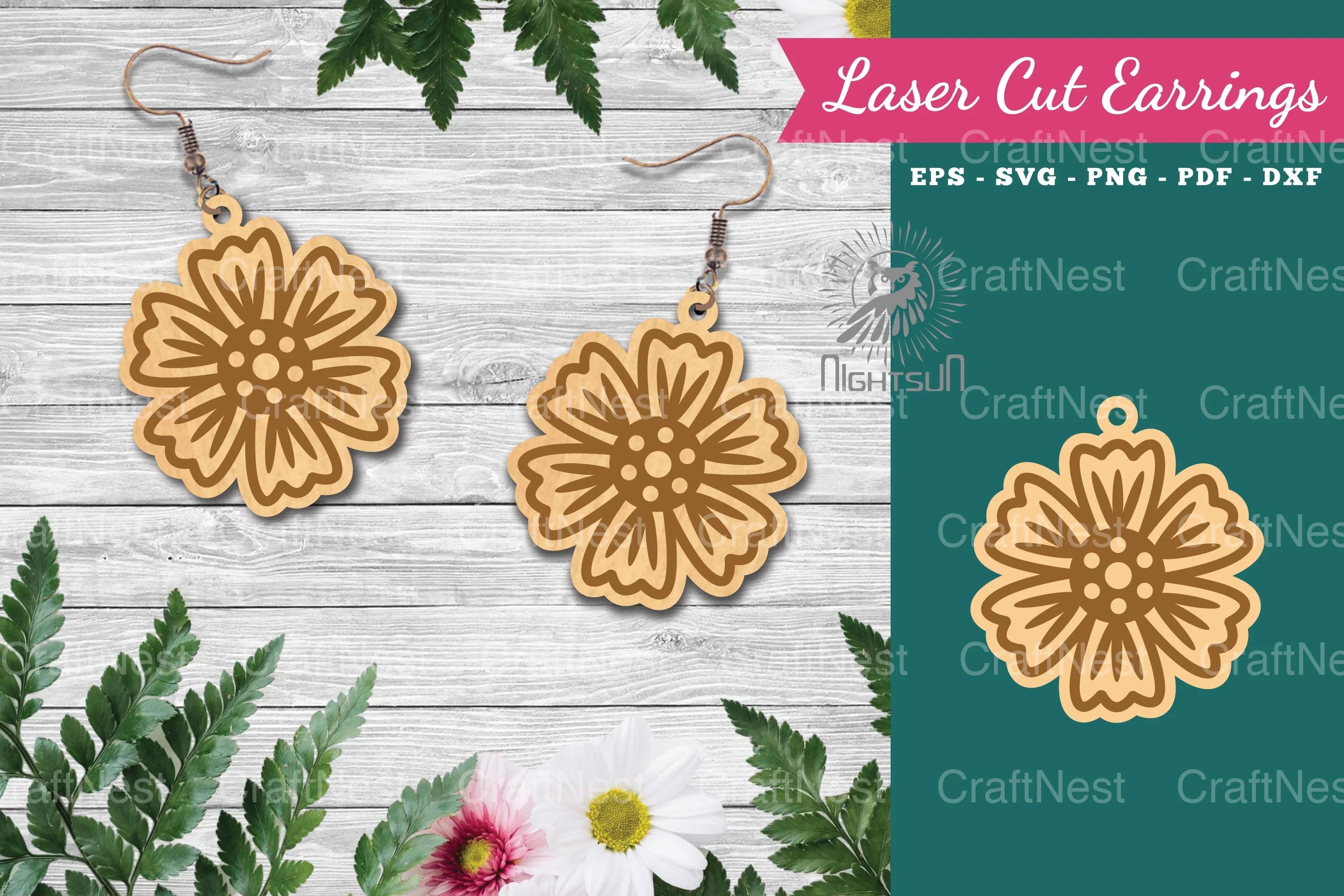 Flowers Laser Cut Earrings SVG Bundle - CraftNest - Digital Crafting and Art