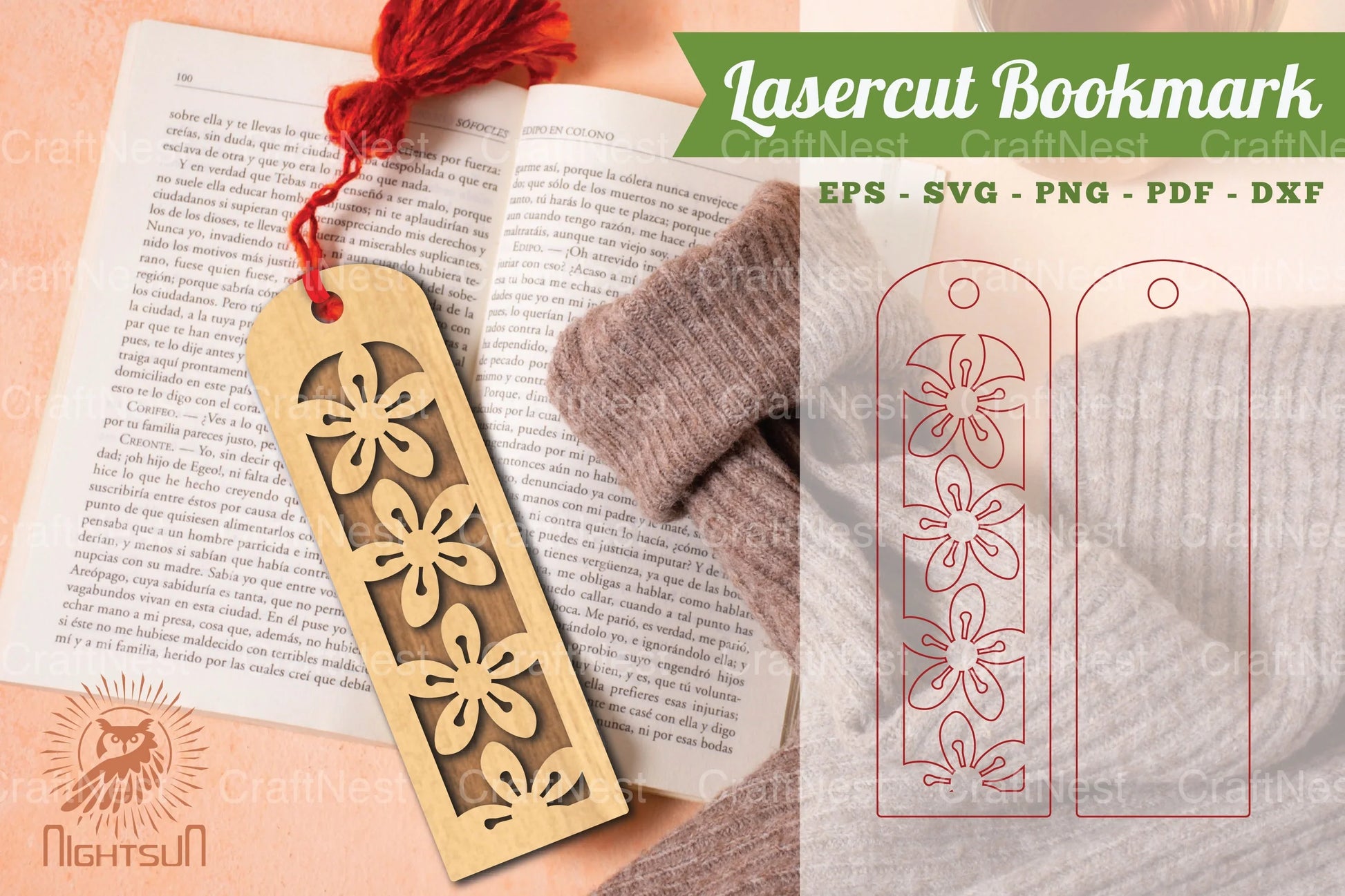 Laser Cut Flower Bookmark Collection - CraftNest - Digital Crafting and Art