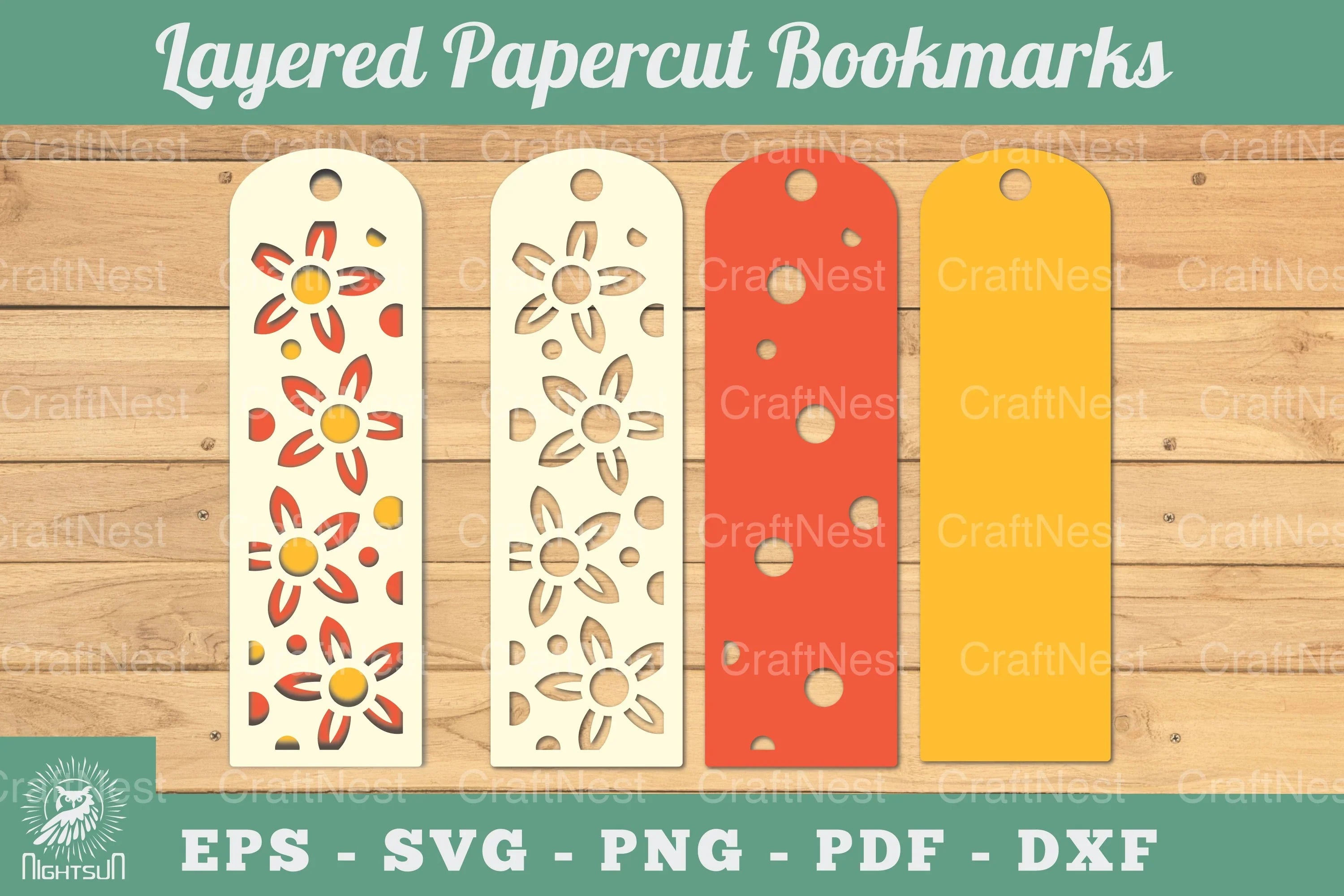 Layered Papercut Flower Bookmark Clipart Bundle - CraftNest - Digital Crafting and Art