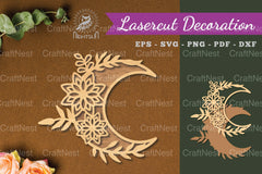 Flowers Moon Laser Cut Decoration Clipart Bundle - CraftNest - Digital Crafting and Art