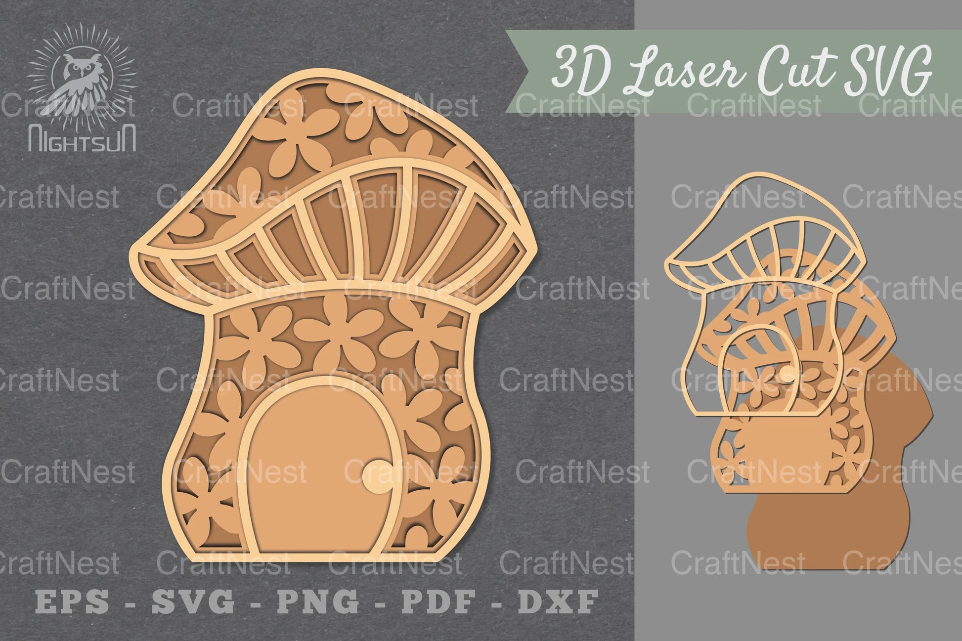 Mushroom House Flowers Lasercut Decoration Clipart Bundle - CraftNest - Digital Crafting and Art
