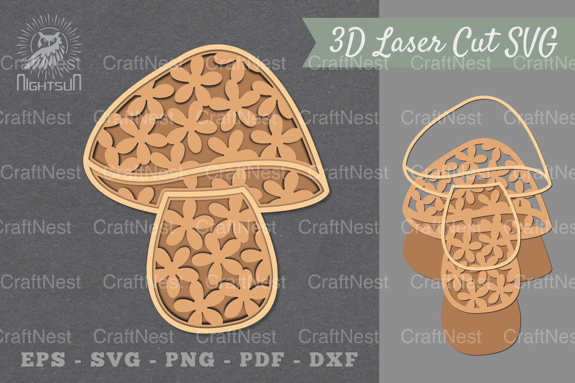 Flowers Mushroom Lasercut Decoration Clipart Bundle - CraftNest - Digital Crafting and Art