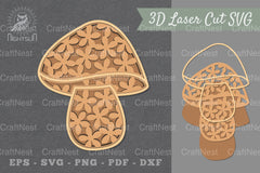 Flowers Mushroom Lasercut Decoration Clipart Bundle - CraftNest - Digital Crafting and Art