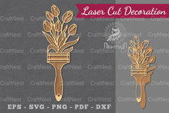 Flowers Paintbrush Laser Cut Decoration Clipart Bundle - CraftNest - Digital Crafting and Art