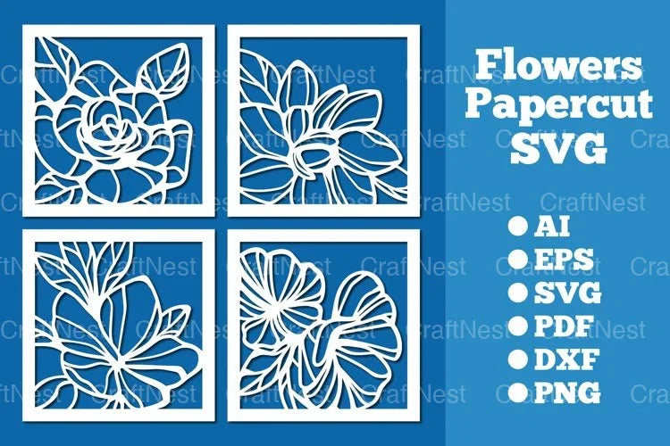 Flowers Papercut SVG Bundle - CraftNest - Digital Crafting and Art