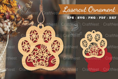 Flowers Paw Laser Cut Ornament Clipart Bundle - CraftNest - Digital Crafting and Art