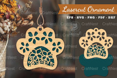 Flowers Paw Laser Cut Ornament Clipart Bundle - CraftNest - Digital Crafting and Art