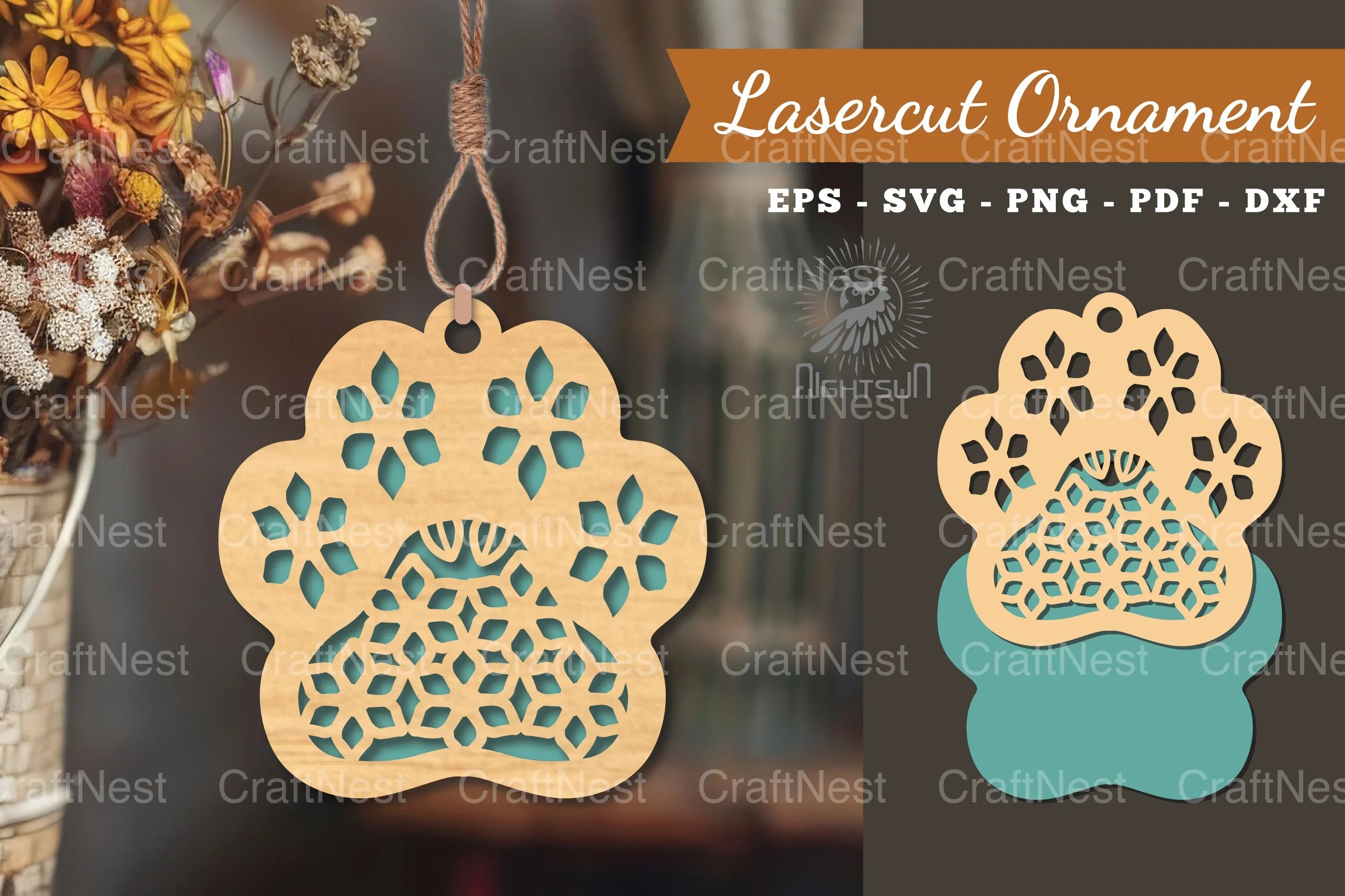 Flowers Paw Laser Cut Ornament Clipart Bundle - CraftNest - Digital Crafting and Art