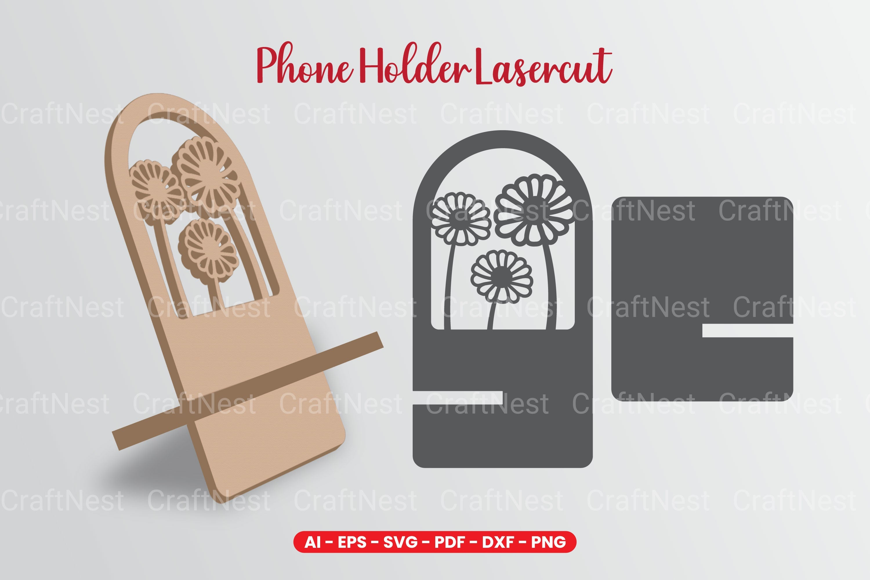 Flowers Phone Holder Laser Cut SVG Bundle