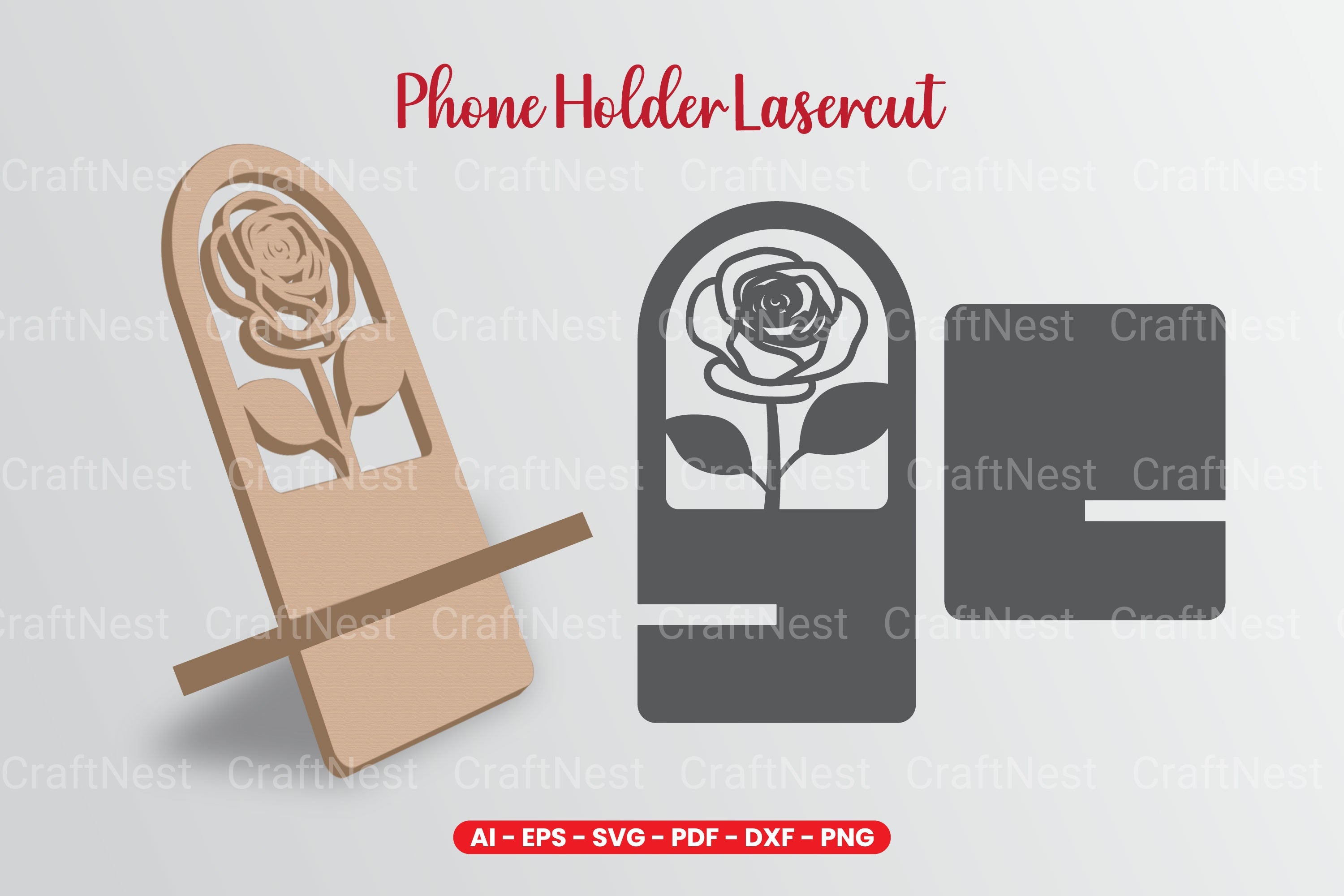 Flowers Phone Holder Laser Cut SVG Bundle