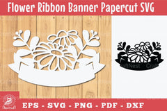 Flowers Ribbon Banner Papercut Clipart Bundle - CraftNest - Digital Crafting and Art