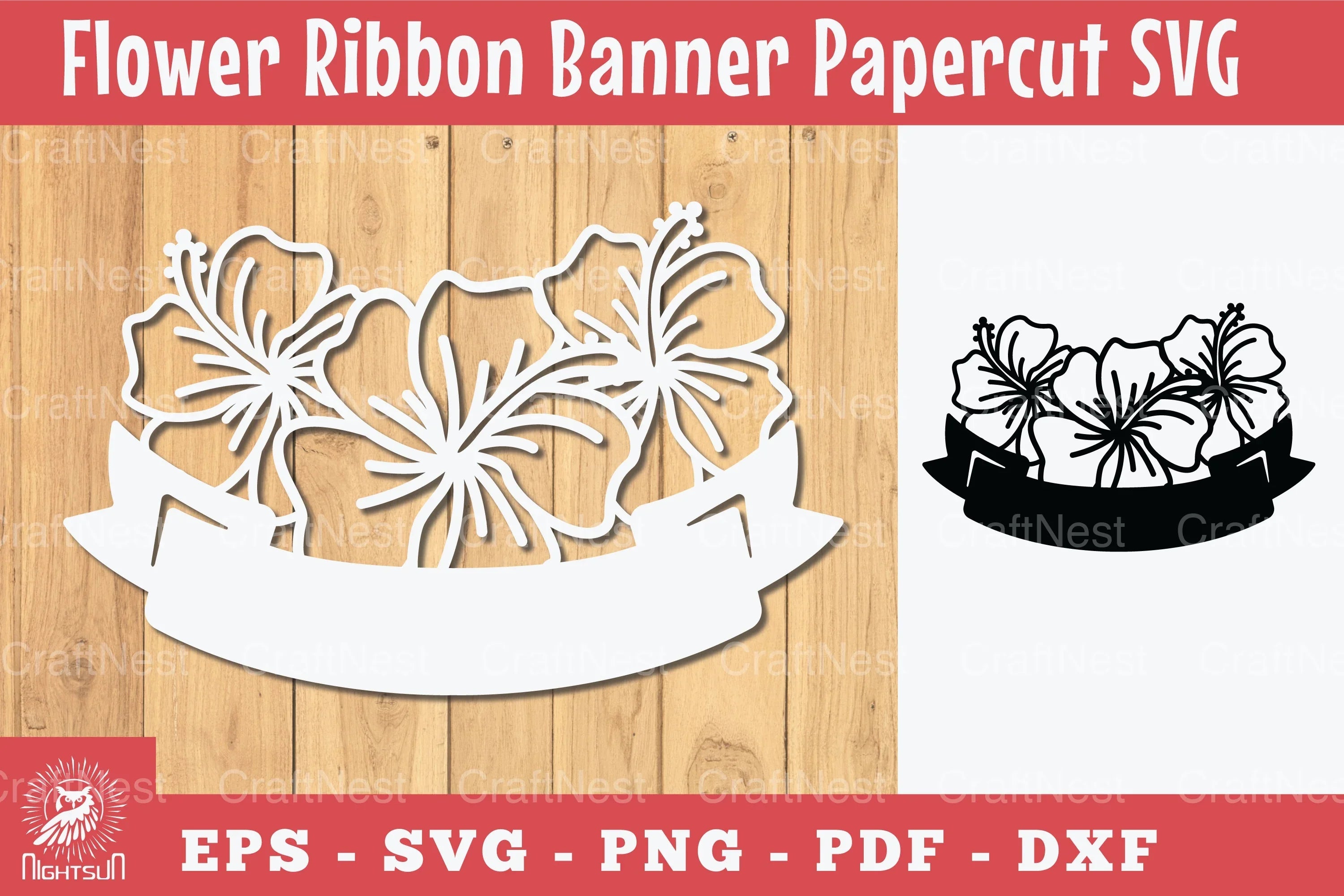 Flowers Ribbon Banner Papercut Clipart Bundle - CraftNest - Digital Crafting and Art