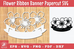 Flowers Ribbon Banner Papercut Clipart Bundle - CraftNest - Digital Crafting and Art
