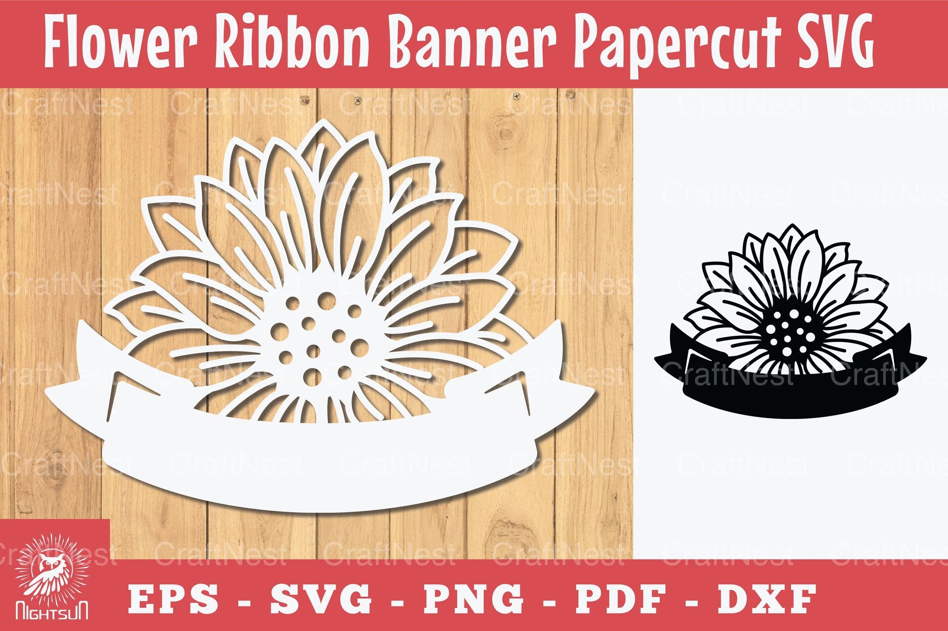 Flowers Ribbon Banner Papercut Clipart Bundle - CraftNest - Digital Crafting and Art